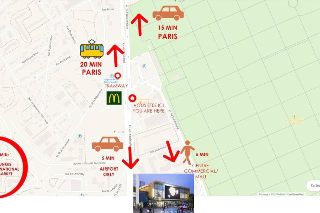 Appartement Paisible Et Bien Situe - Proche Aeroport D'Orly Et Tramway Pour Paris เธียส์ ภายนอก รูปภาพ